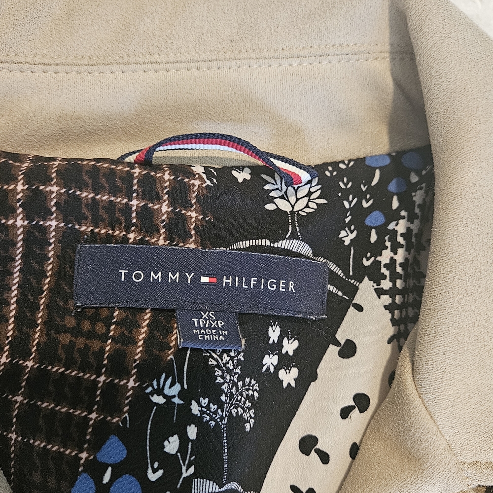 NEW Tommy Hilfiger Leather Suede Beige Biker Jacket Size XS Neutral Moto Luxury - Picture 4 of 9